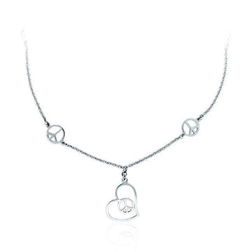 Love Peace Silver Necklace TNC283 - Jewelry